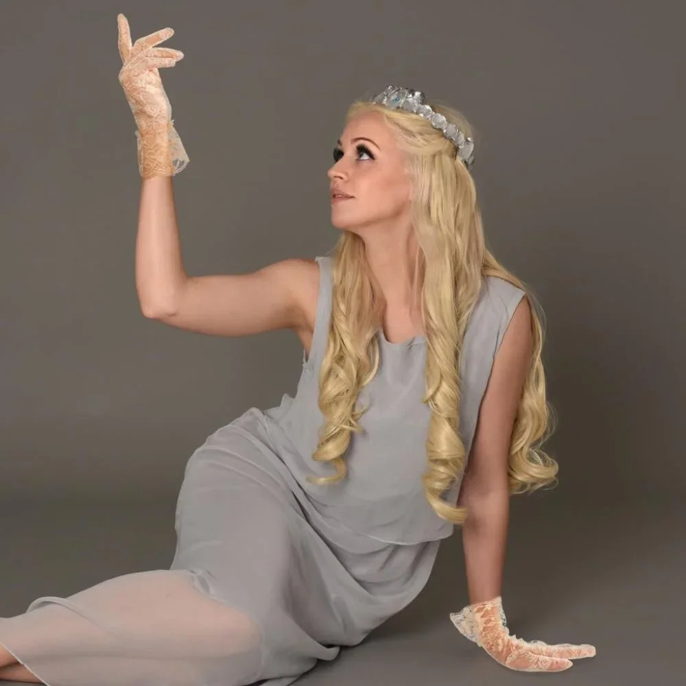 Women Beige Short Tea Wedding Bridal Fashion Opera Halloween Cosplay Lace Gloves - Picture 6 of 7